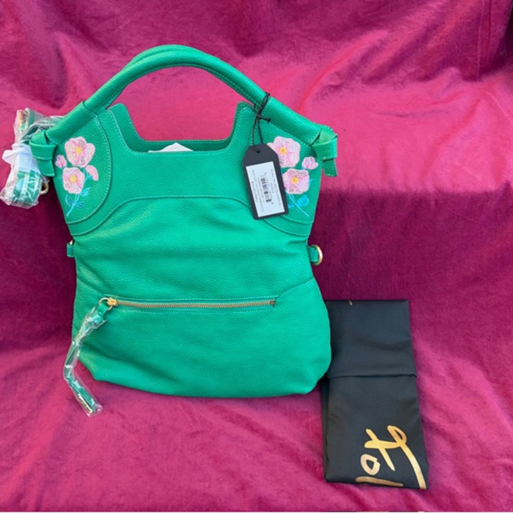 New Foley & Corinna Green Embroidered Women's Bag - Picture 6 of 6